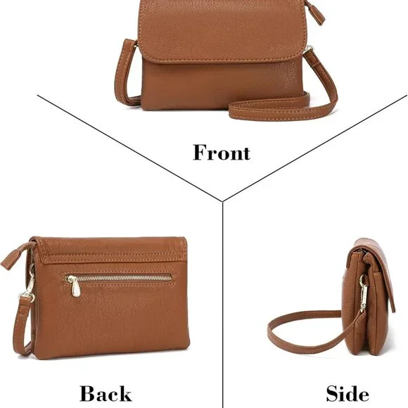 Soft Small Leather Crossbody Bags for Women RFID Blocking Travel Purses Handbags